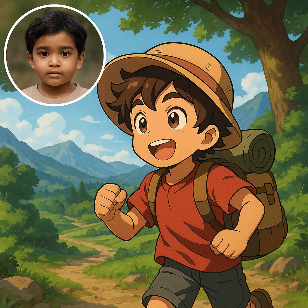 Child transformed into an explorer