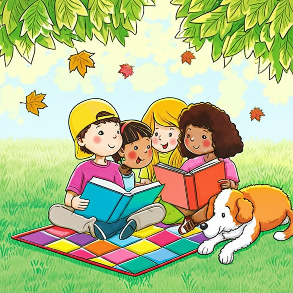 Children reading personalized books